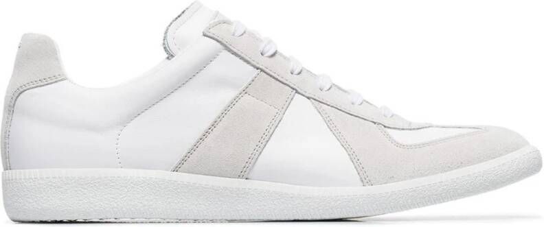 Maison Margiela Witte Leren Sneakers met Contrasterende Inzetstukken White Heren
