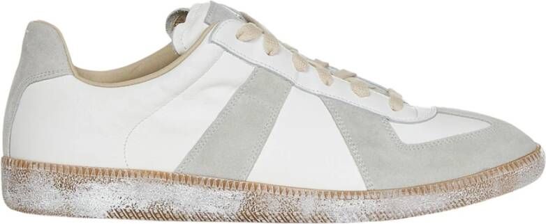 Maison Margiela Witte Sneakers met Grijze Suede Inzetstukken White Heren