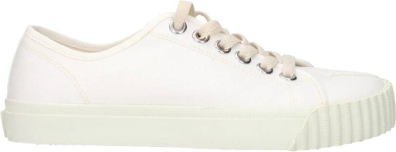 Maison Margiela Witte Stof Lage Tops Sneakers