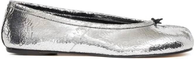 Maison Margiela Zilver Gekraakte Textuur Tabi Teen Platte Schoenen Gray Dames