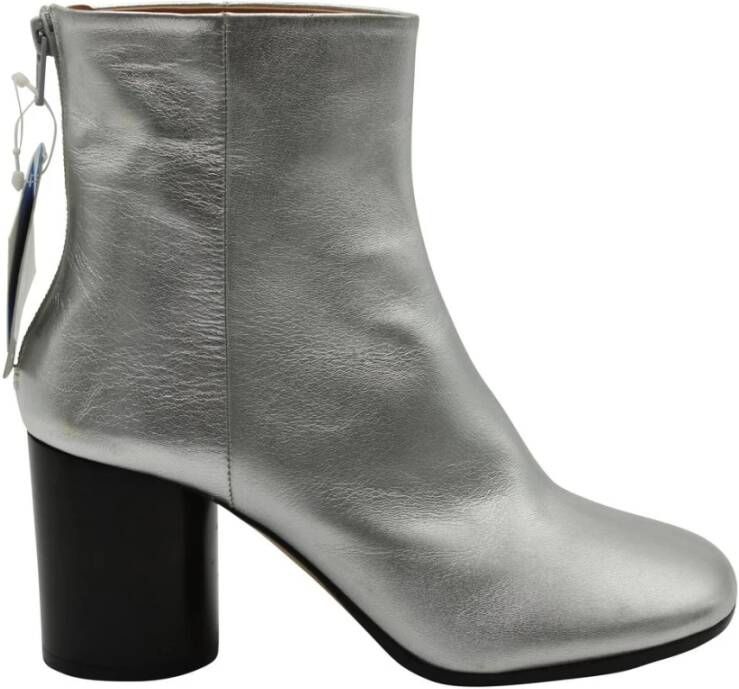 Maison Margiela Zilver Metallic Leren Enkellaarzen Grijs Dames