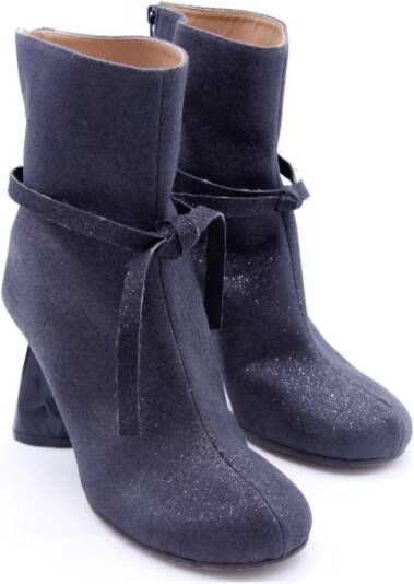 Maison Margiela Zwarte Glitter Enkellaarzen met Rits