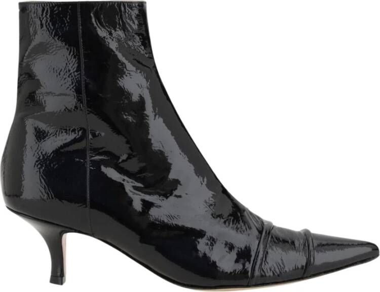 Maison Margiela Zwarte Lakleren Kitten Heel Laarzen