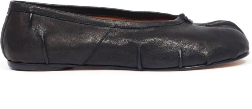 Maison Margiela Zwarte leren ballerina's met Tabi-teen