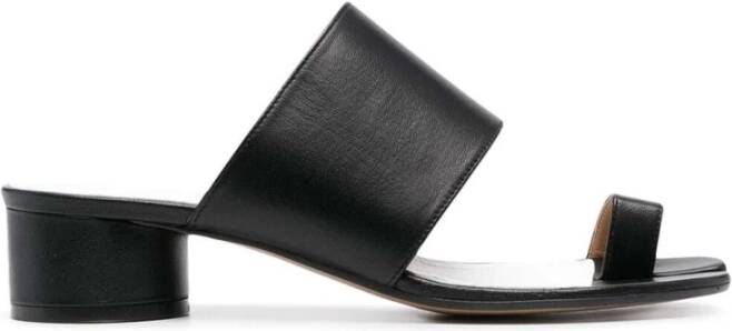 Maison Margiela Zwarte Leren Hakken Muiltjes Zwart Dames