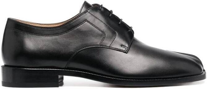 Maison Margiela Zwarte Leren Tabi Teen Veterschoenen