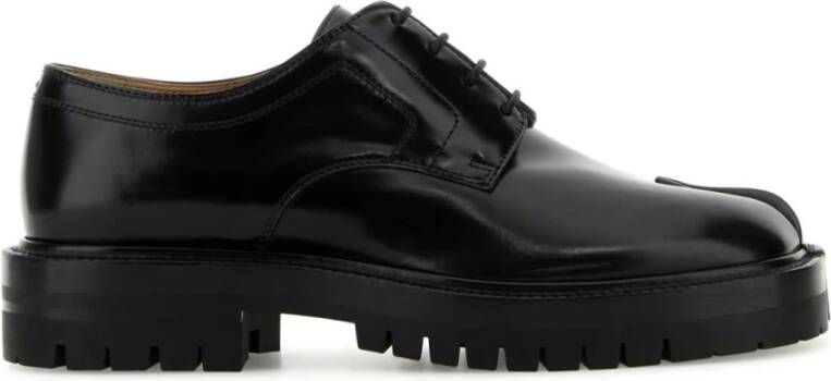 Maison Margiela Zwarte Leren Tabi Veterschoenen