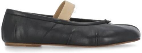 Maison Margiela Zwarte platte ballerina's Iconic Tabi-teen