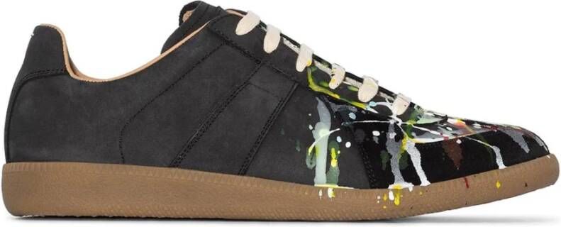 Maison Margiela Zwarte Replica Sneakers met Splat Details Zwart Heren