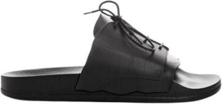 Maison Margiela Zwarte Rubberen Slippers met Veters Black Dames