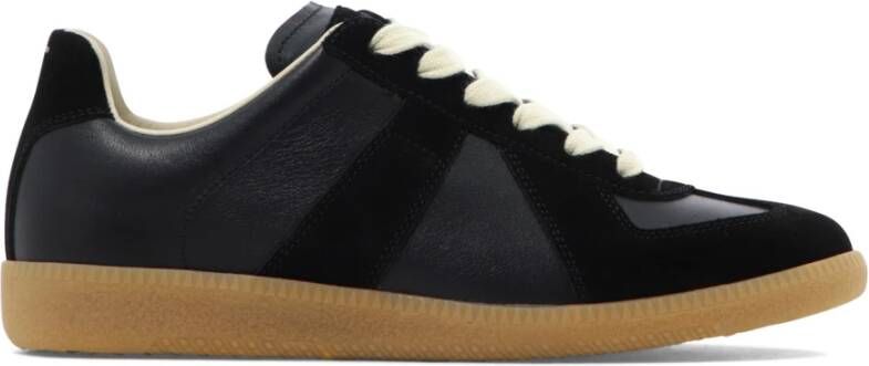 Maison Margiela Replica Leren Sneakers met Suède Inzetstukken Black Heren