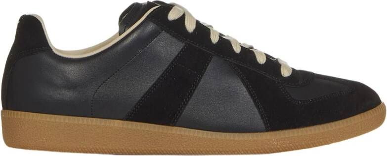 Maison Margiela Zwarte Replica lage sneakers van lamsskin Black