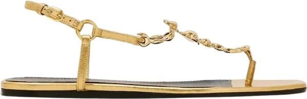 Maison Skorpios Handgemaakte Gouden Leren Sandalen Bianca Yellow Dames