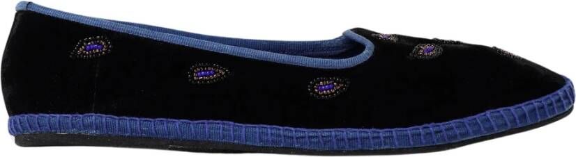 Maliparmi Handgemaakte Beaded Velvet Babouche Black Dames