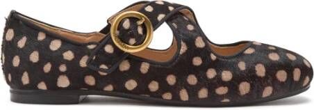 Maliparmi Ballerina's met Bont en Pois Leer Black Dames