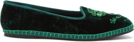 Maliparmi Velvet Ballerina Schoenen Green Dames