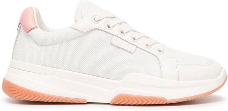 Mallet Footwear Witte en roze lage sneakers voor dames White Dames