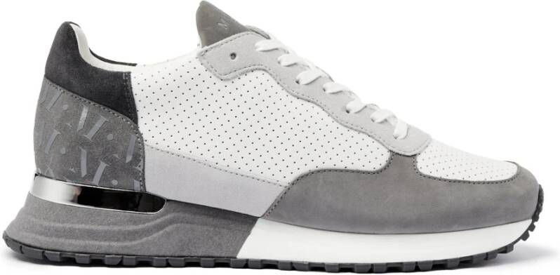 Mallet London Grijs Zilver Geperforeerde Sneakers