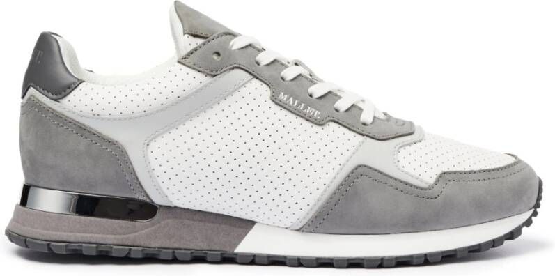 Mallet London Grijze Geperforeerde Leren Sneakers