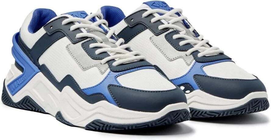 Mallet London Witte Marineblauwe Sneakers met Gedurfd Ontwerp