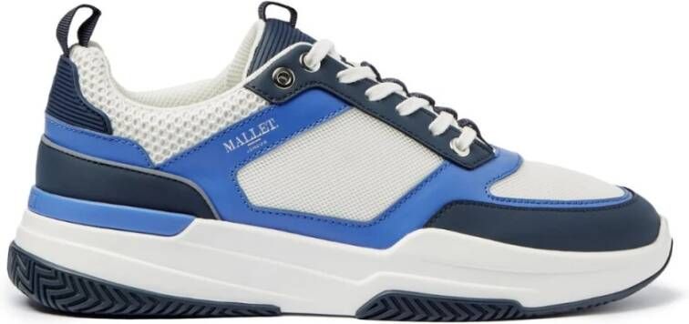 Mallet London Wit Blauw Leren Sneakers Modern Uiterlijk