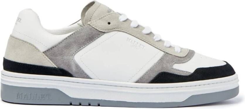 Mallet London Witte Grijze Leren Sneakers