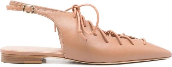 Malone Souliers Bruine Slingback Veterschoenen met Puntige Neus
