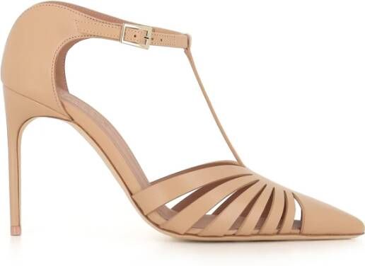 Malone Souliers Nude leren T-strap hakken