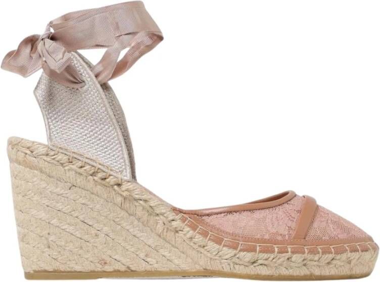Malone Souliers Roze Kant Wig Espadrilles