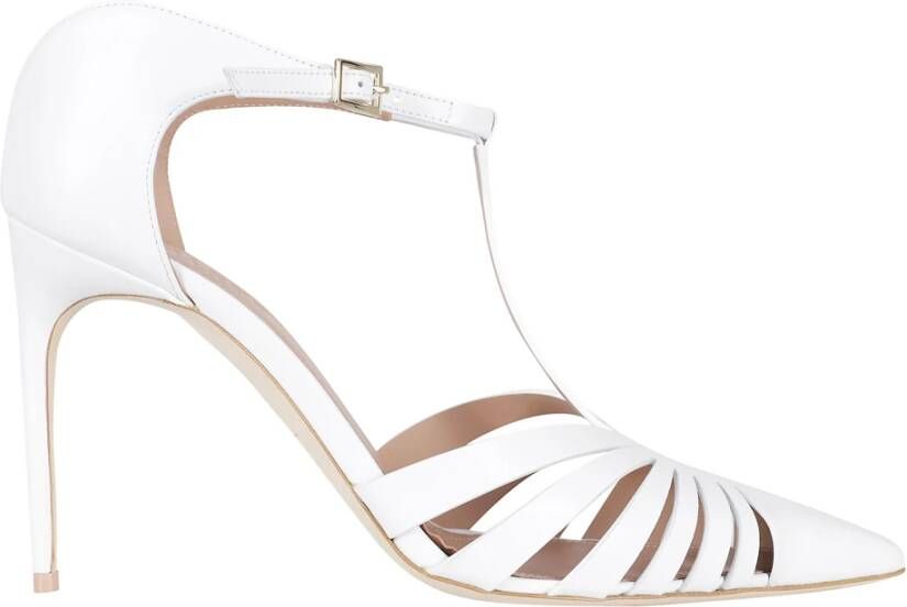 Malone Souliers Witte leren pump met uitgesneden design
