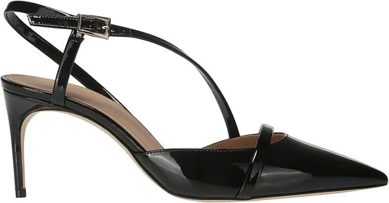 Malone Souliers Hoge hakken Shiny Black Stiletto Slingbacks in zwart