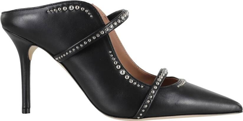 Malone Souliers Zwarte leren stiletto muiltjes met studs