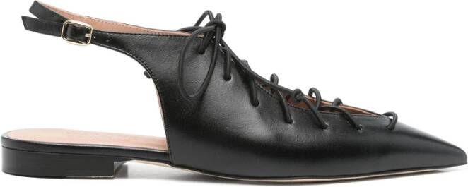 Malone Souliers Zwarte Slingback Veterschoenen met Puntneus