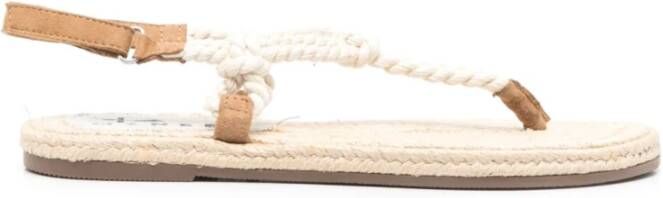 ebí Beige Enkelband Teenslipper Sandalen