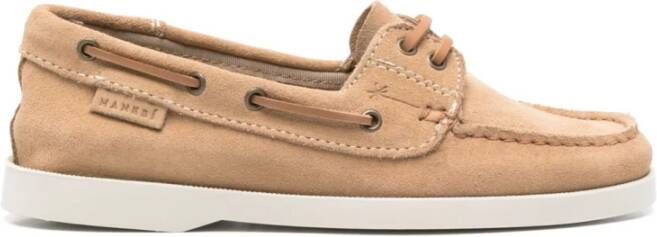 ebí Beige Veterschoenen met Platte Zool