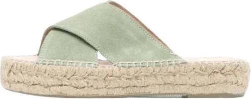 Manebí Gekruiste banden suède sandalen natuurlijk jute Green Dames