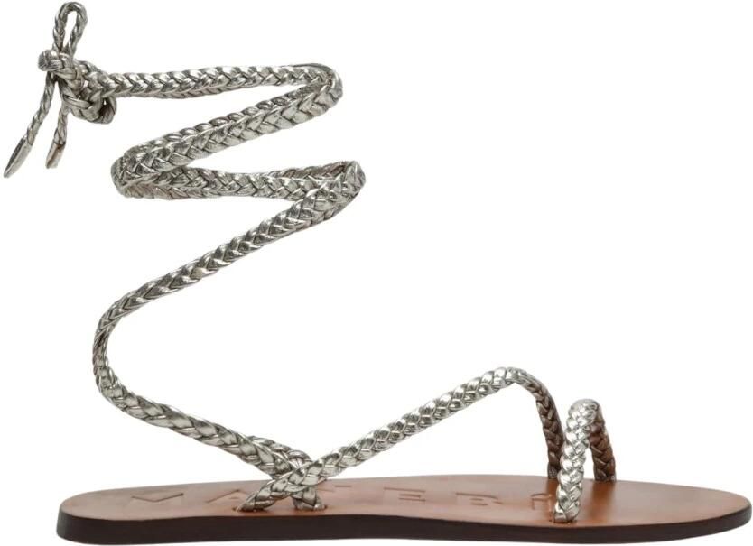 Manebí Gevlochten Wikkel Platte Sandalen