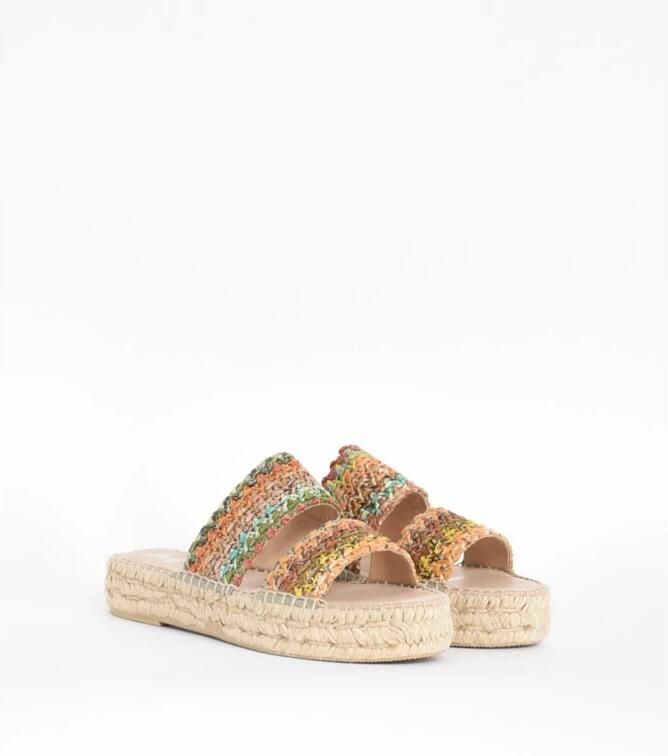 ebí Geweven Raffia Dubbele Zool Sandalen