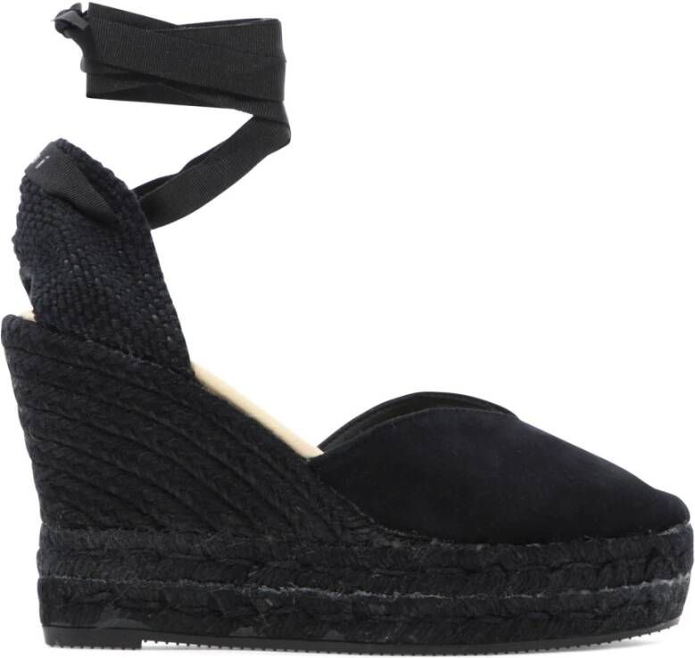 Manebí Hamptons Sleehak Espadrilles Black Dames