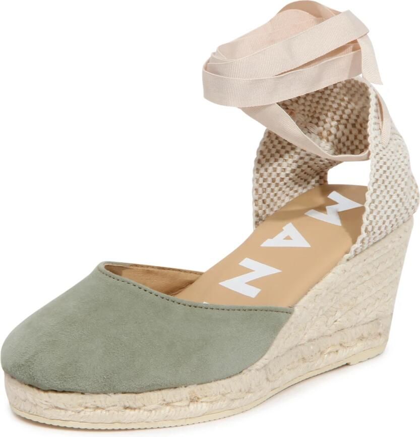 Manebí Lage Sleehak Espadrille Sandaal Hamptons Sage
