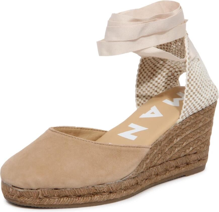 Manebí Lage Sleehak Espadrille Sandaal Vintage Taupe