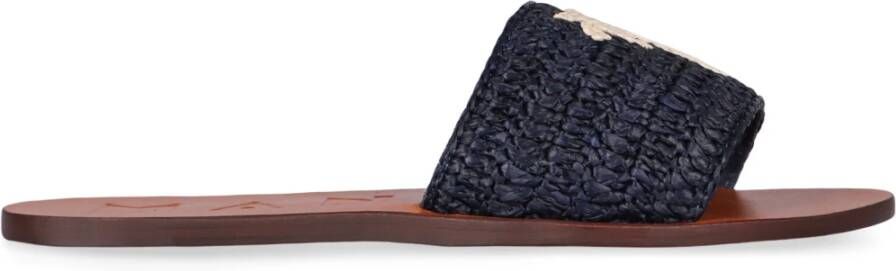 ebí Ronde Neus Leren Raffia Sandalen