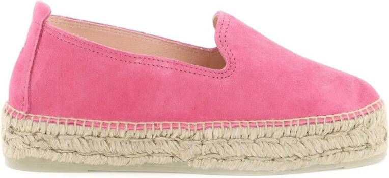 Manebí Suède Espadrilles met reliëflogo Pink Dames