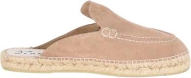 Manebí Suède sabot muiltjes met jute zool Beige Dames