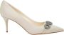 olo Blahnik Beige Satin Crystal Buckle Pumps - Thumbnail 1