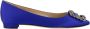 olo Blahnik Blauwe Satijnen Kristal Gesp Ballerina's - Thumbnail 1
