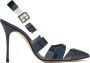 olo Blahnik Blauwe Slingback Pumps met puntige neus - Thumbnail 1