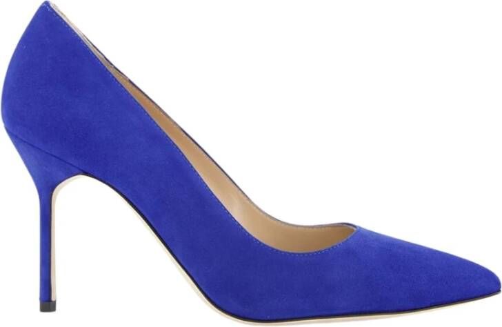 olo Blahnik Blauwe Suède Pumps met Puntige Neus