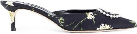 olo Blahnik Bloe print Kitten Heel Sandalen