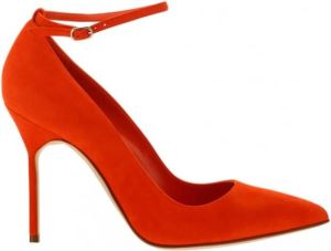 Manolo Blahnik Bora 105 Suede Pumps Oranje Dames